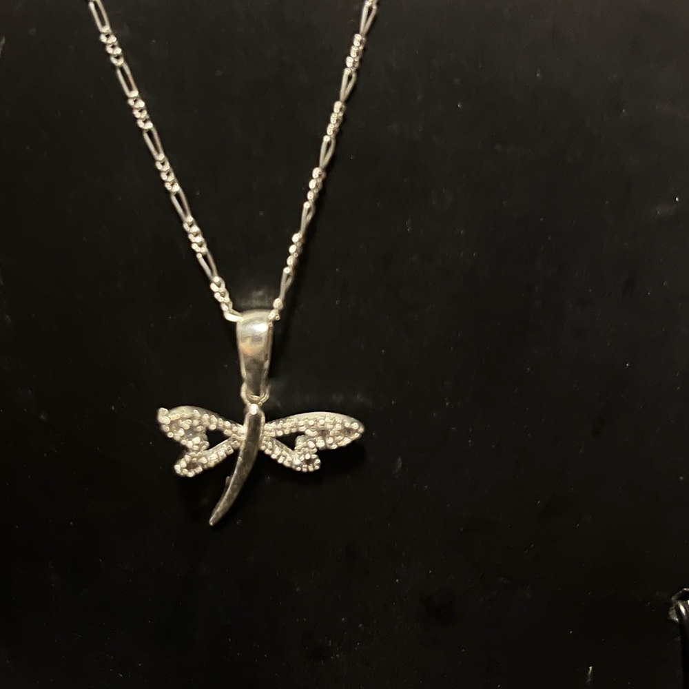 Sterling Silver Dragonfly Pendant Necklace - .925 Silver